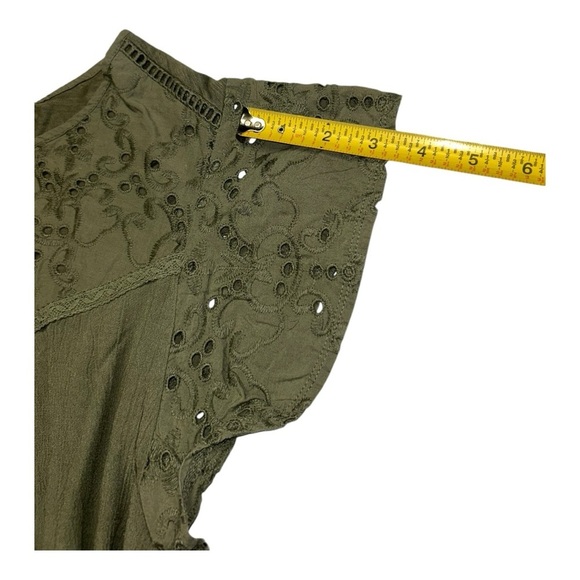 Style and Co Green Olive Flutter Sleeve women’s Blouse with Tie Front Size 1X - Picture 11 of 12